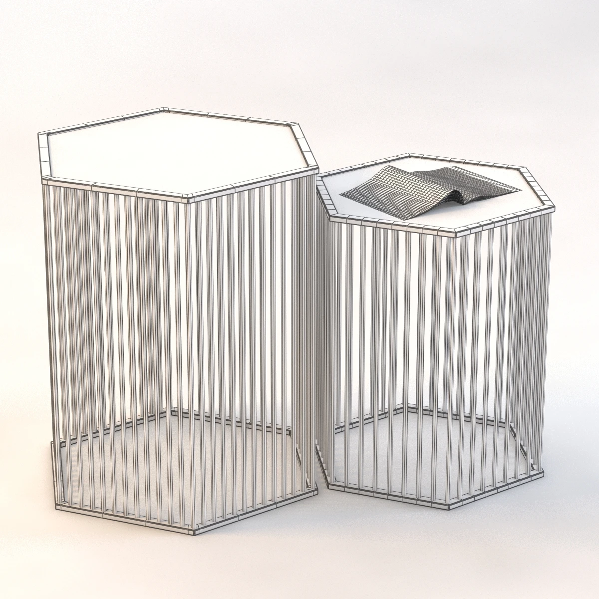 Hexagonal Modern Side Table 3D Model_08