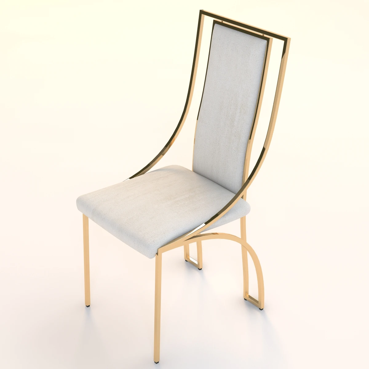 High Back Brass Chair 3D Model_05