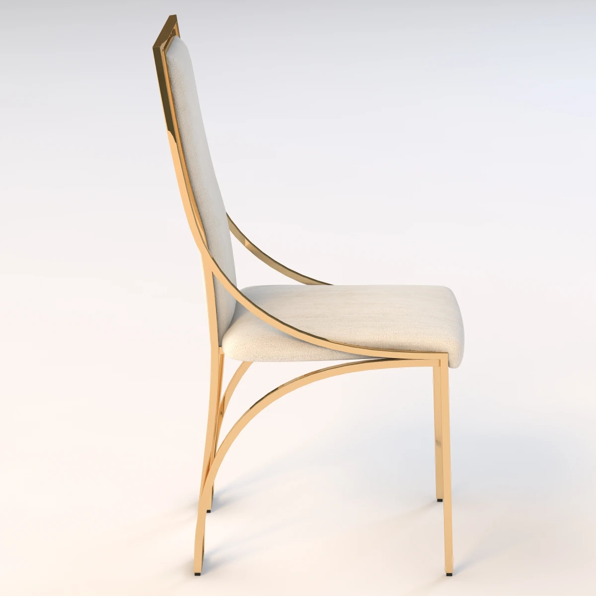 High Back Brass Chair 3D Model_03