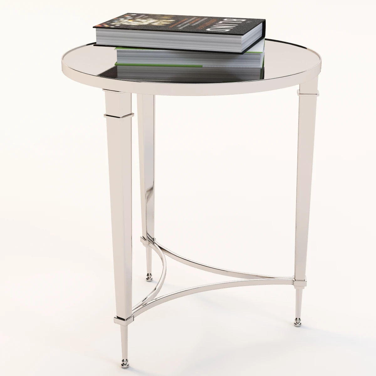 Global Views French Nickel End Table With Books 3D Model_08