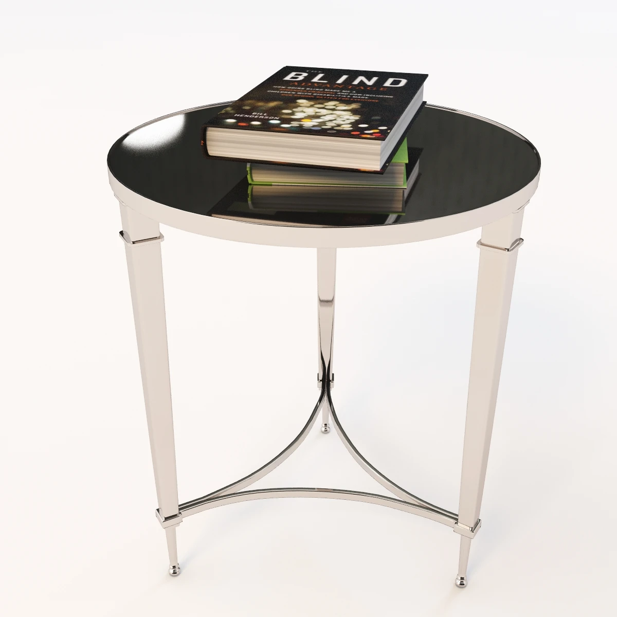 Global Views French Nickel End Table With Books 3D Model_03