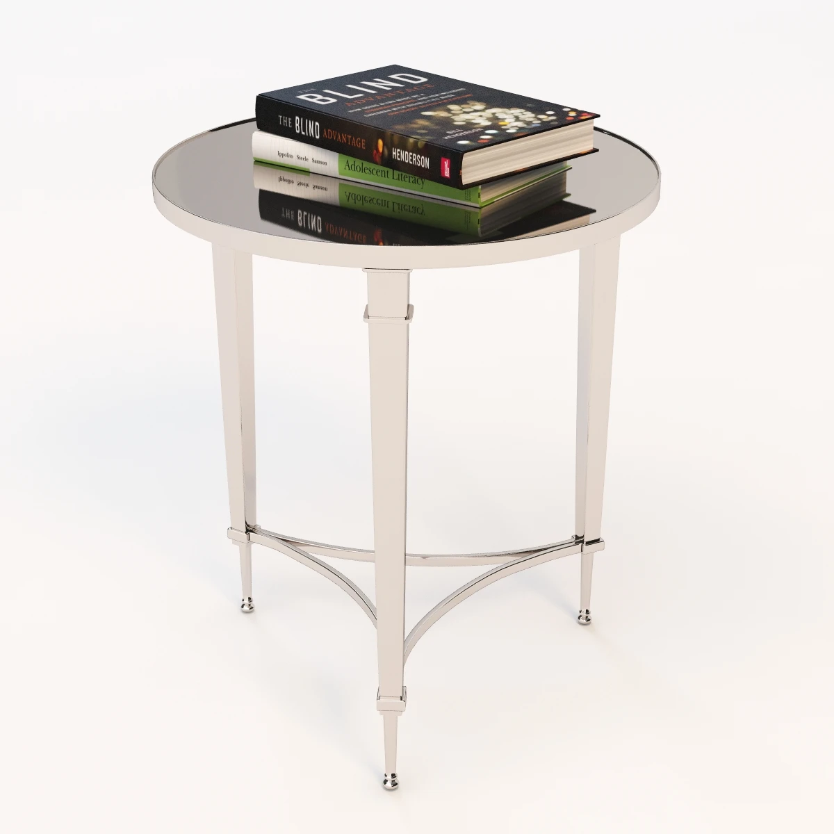 Global Views French Nickel End Table With Books 3D Model_04