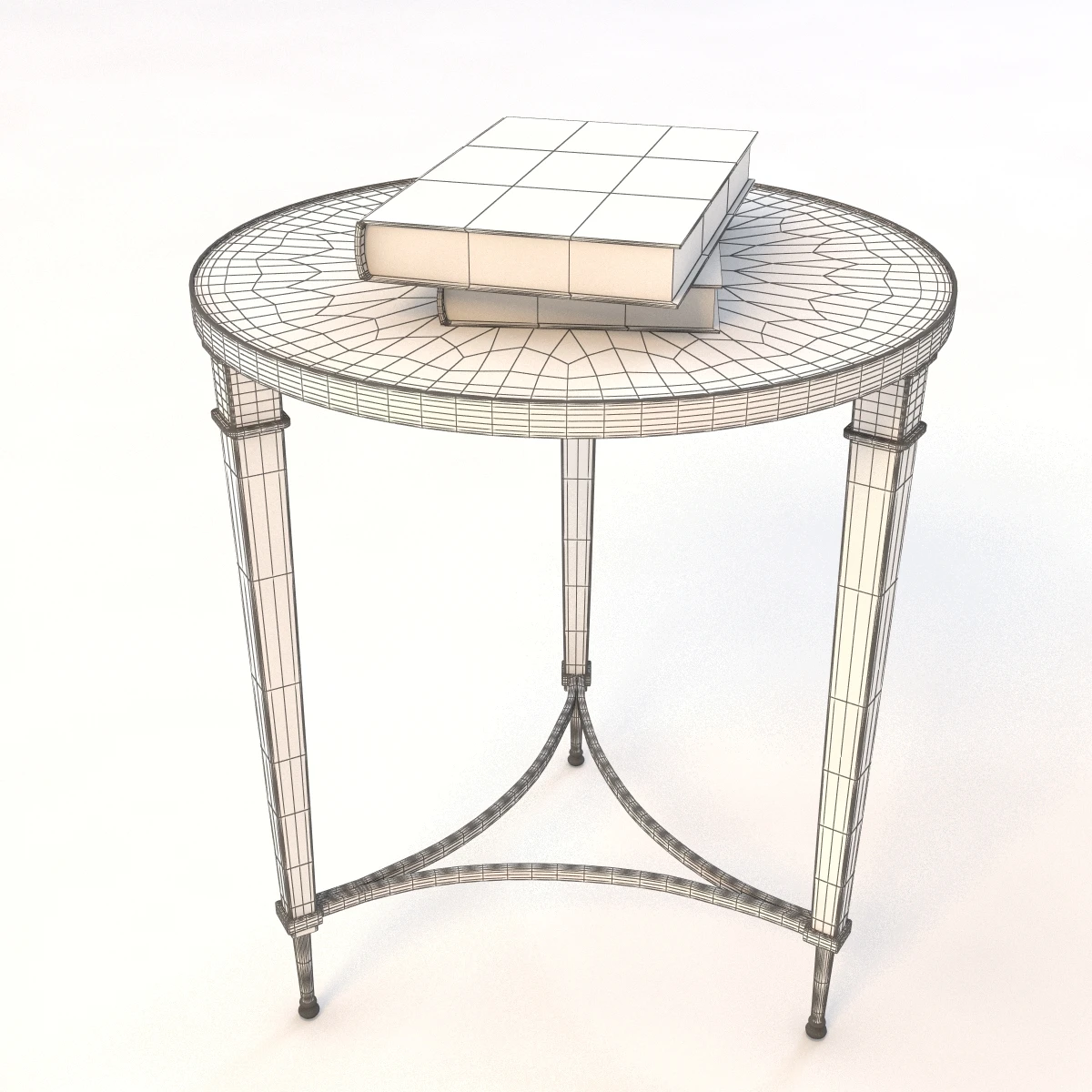 Global Views French Nickel End Table With Books 3D Model_010