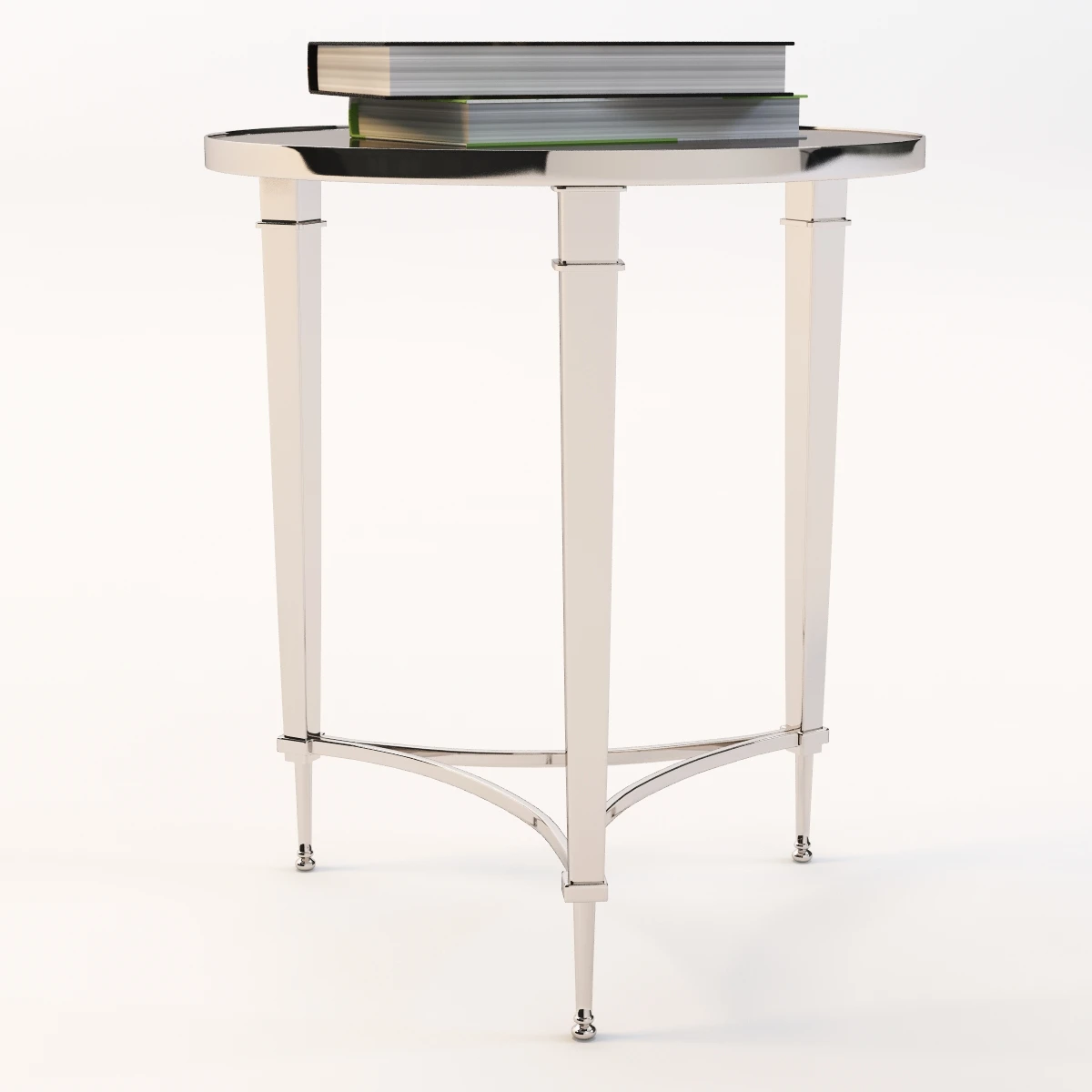 Global Views French Nickel End Table With Books 3D Model_01