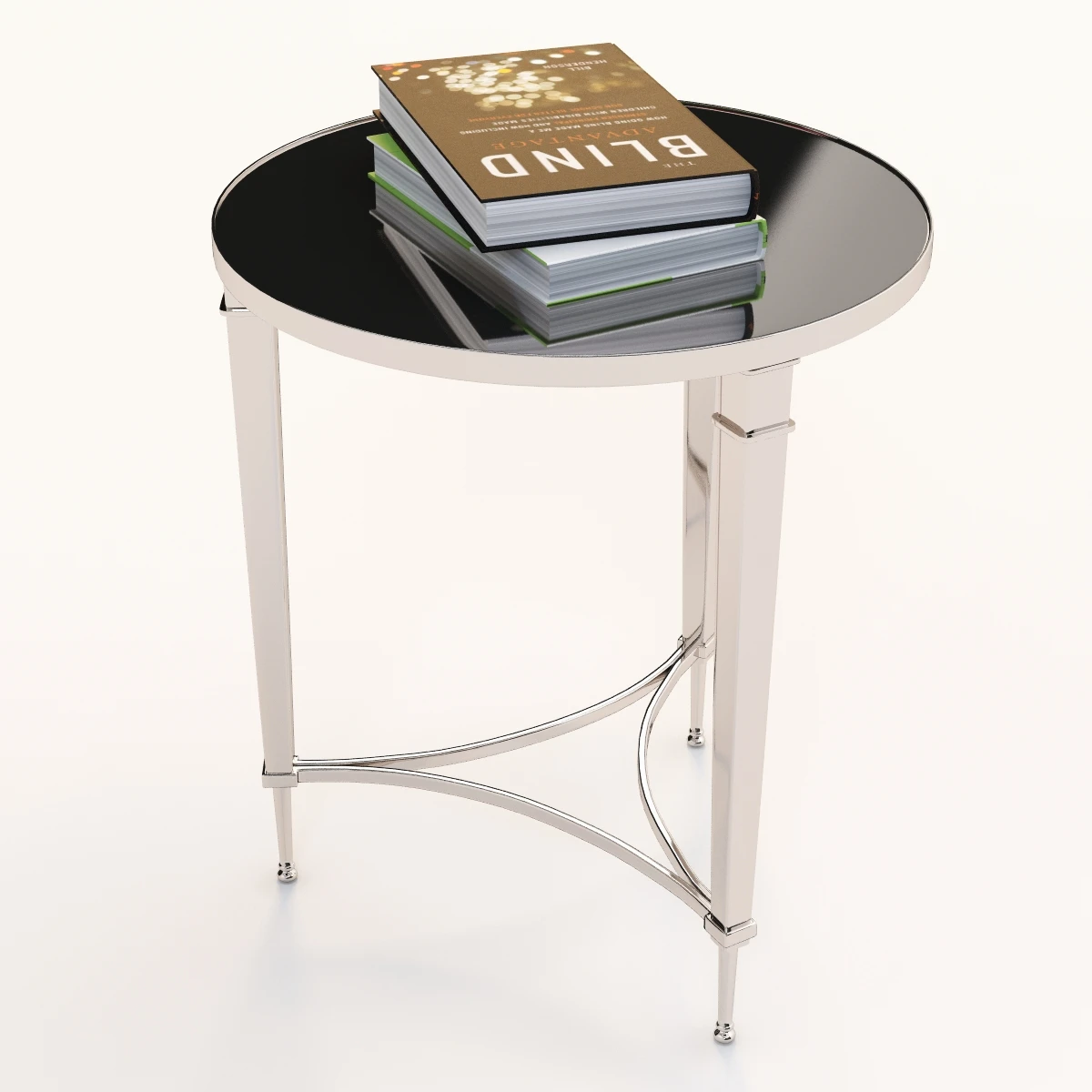 Global Views French Nickel End Table With Books 3D Model_06