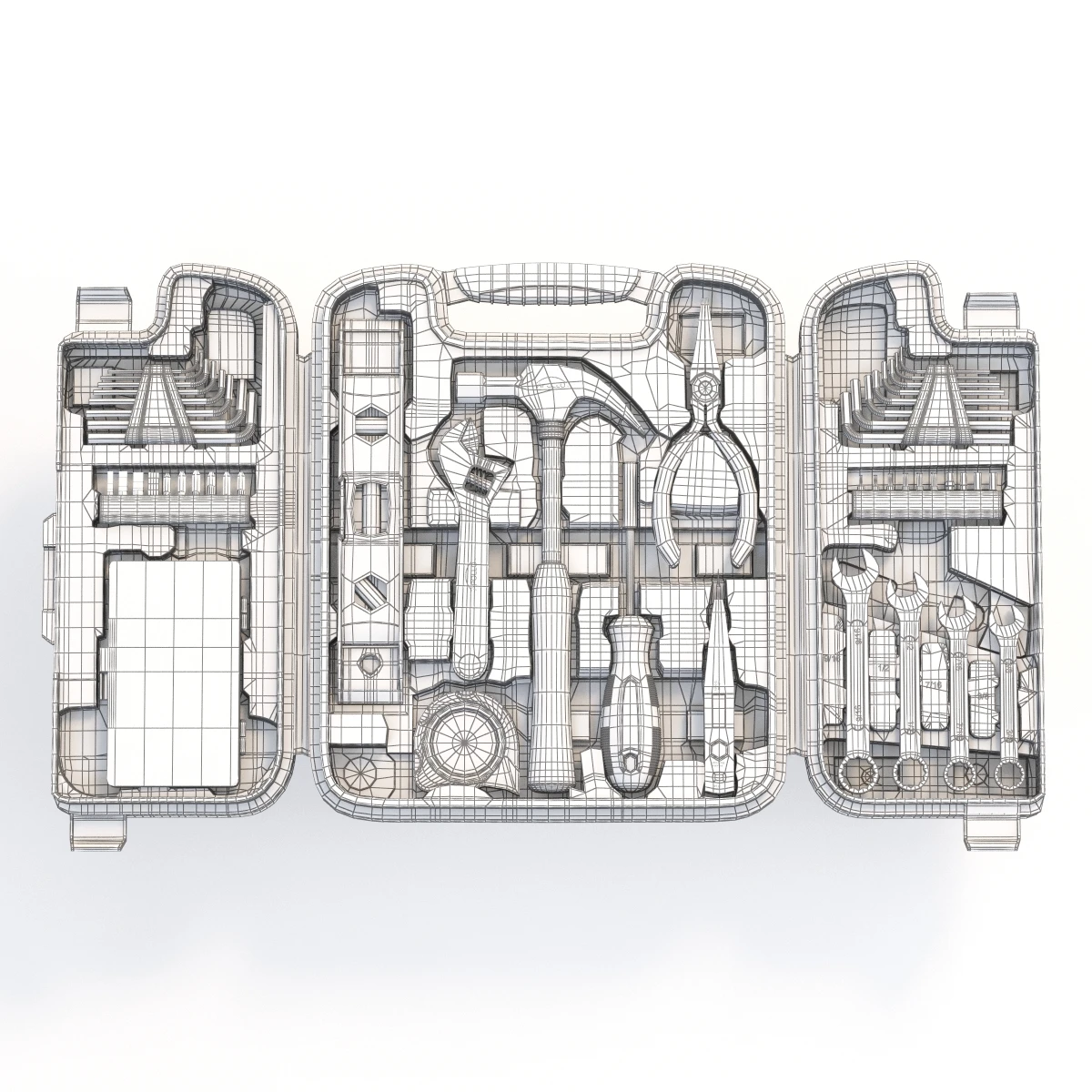 Household Precision Tool Set With Wrenches Pliers Grip Screwdriver Ratchet 3D Model_012