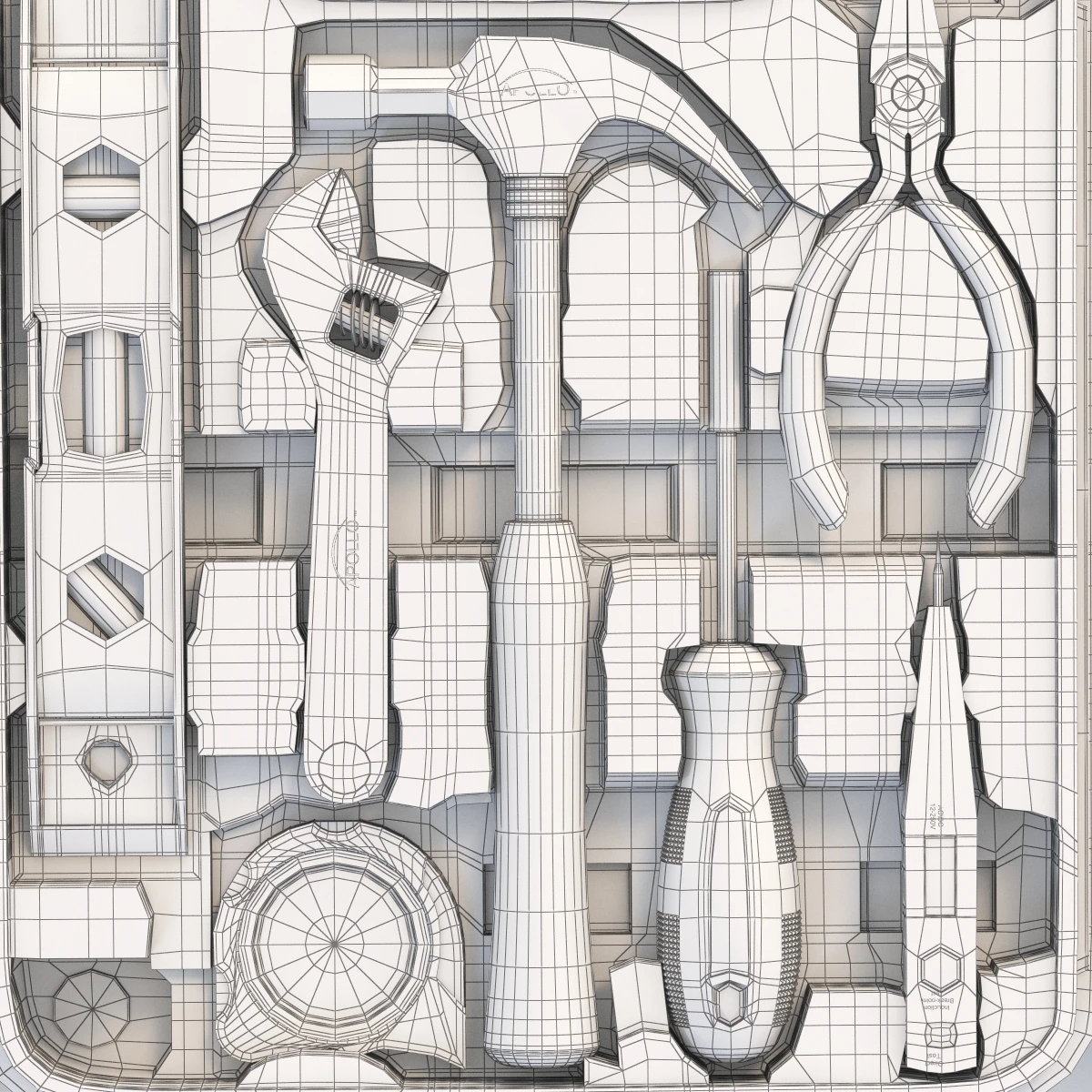 Household Precision Tool Set With Wrenches Pliers Grip Screwdriver Ratchet 3D Model_014