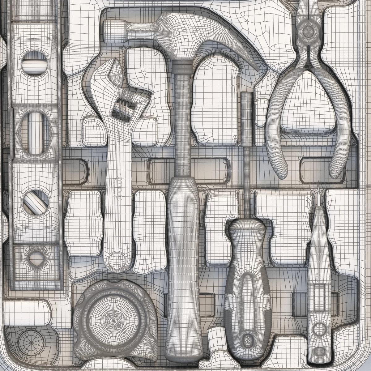 Household Precision Tool Set With Wrenches Pliers Grip Screwdriver Ratchet 3D Model_013