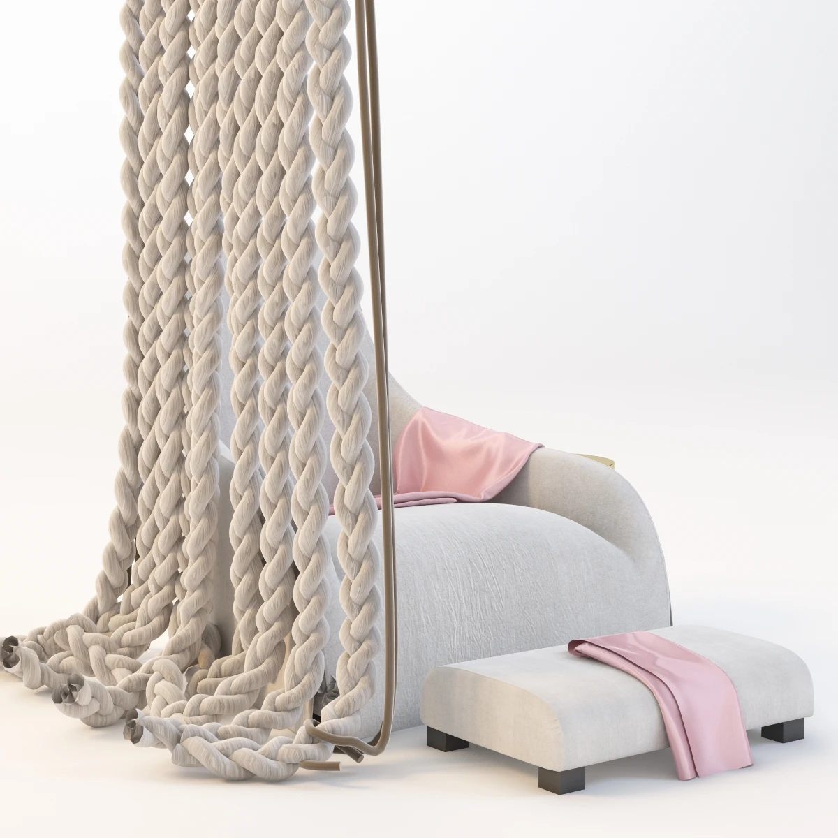 Kalos Chair And Rope Curtain 3D Model_06