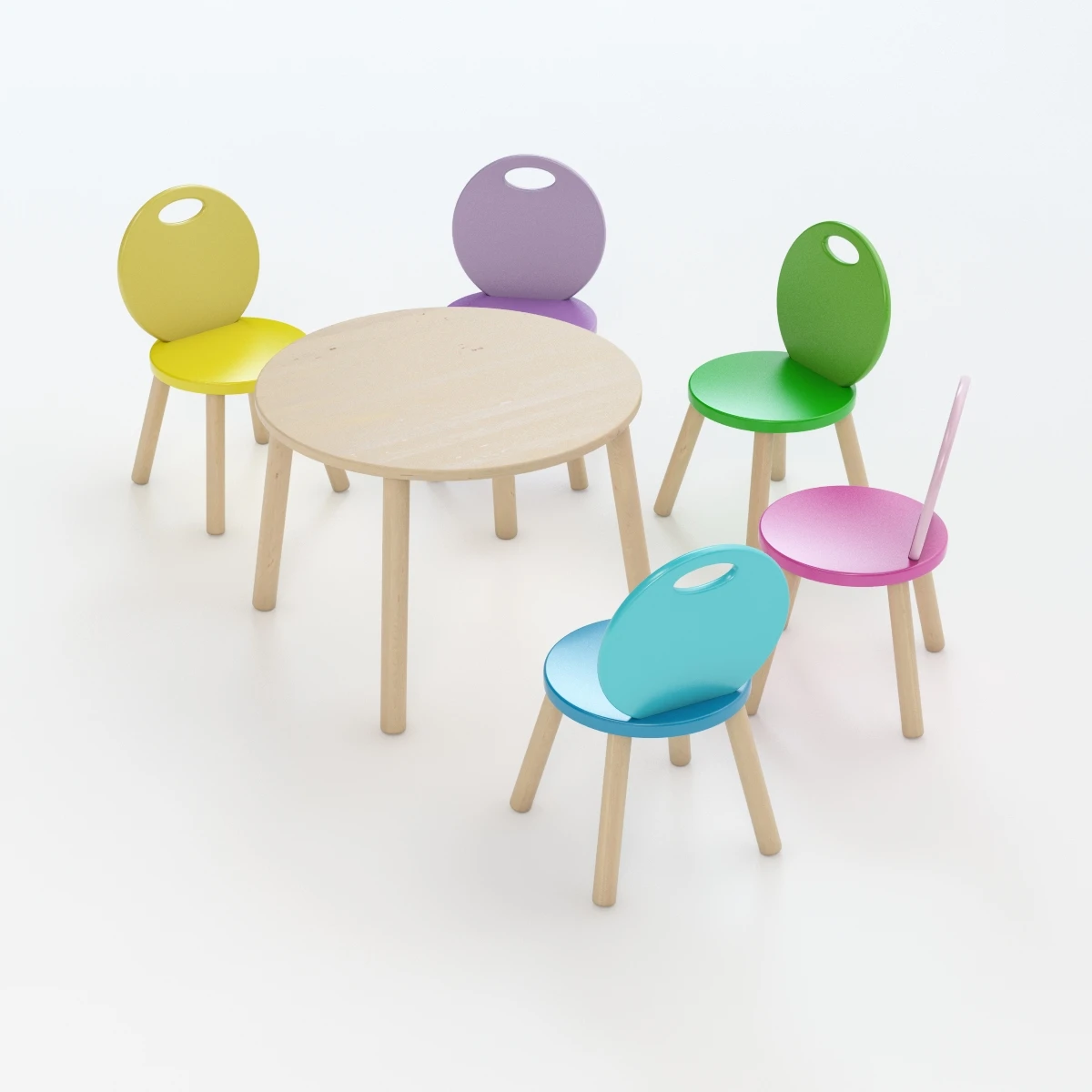 Kid Chair And Table Set 3D Model_01