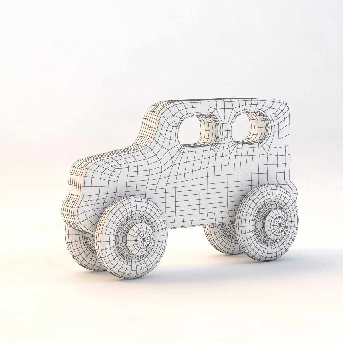 Kid Wooden Toy Car 3D Model_08