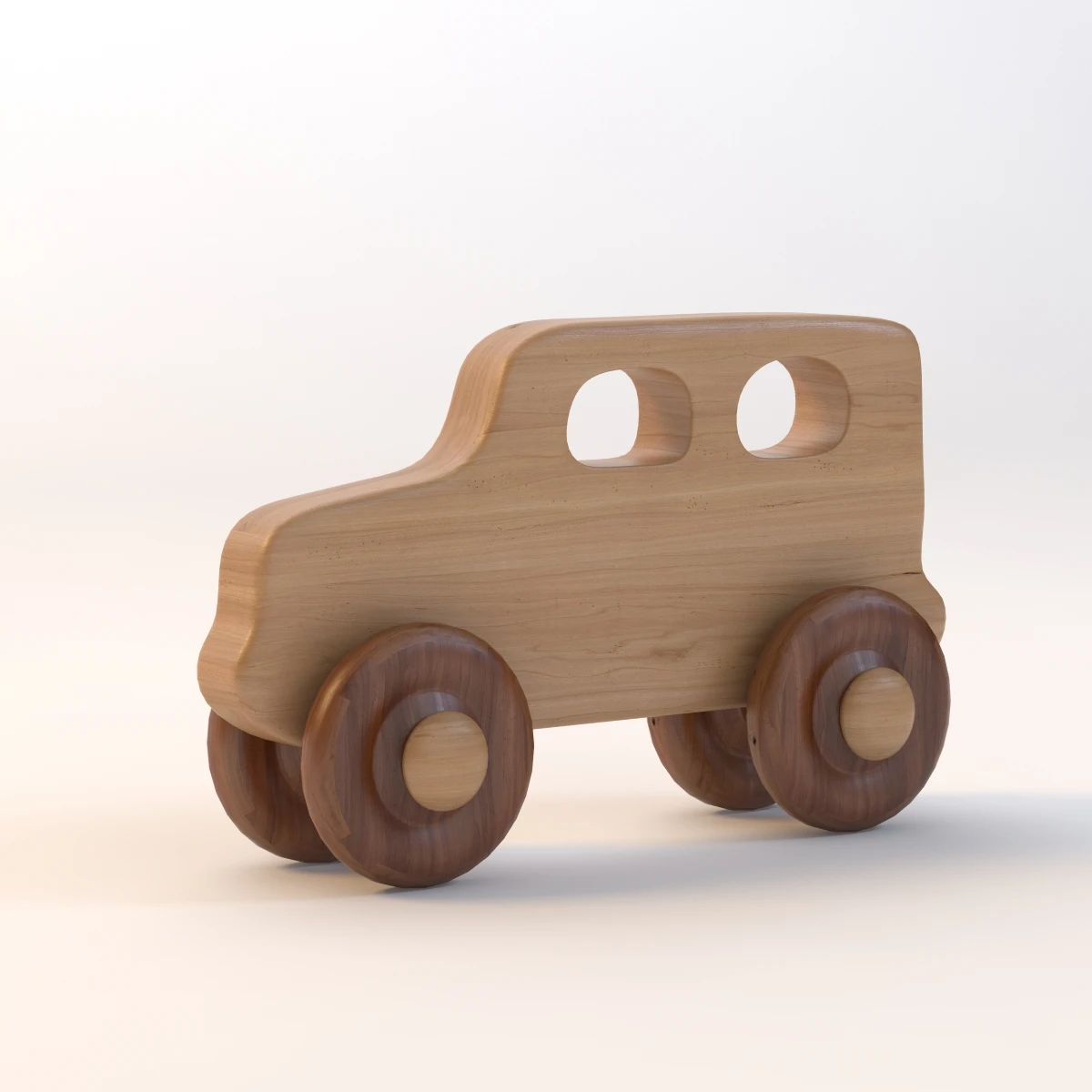 Kid Wooden Toy Car 3D Model_01