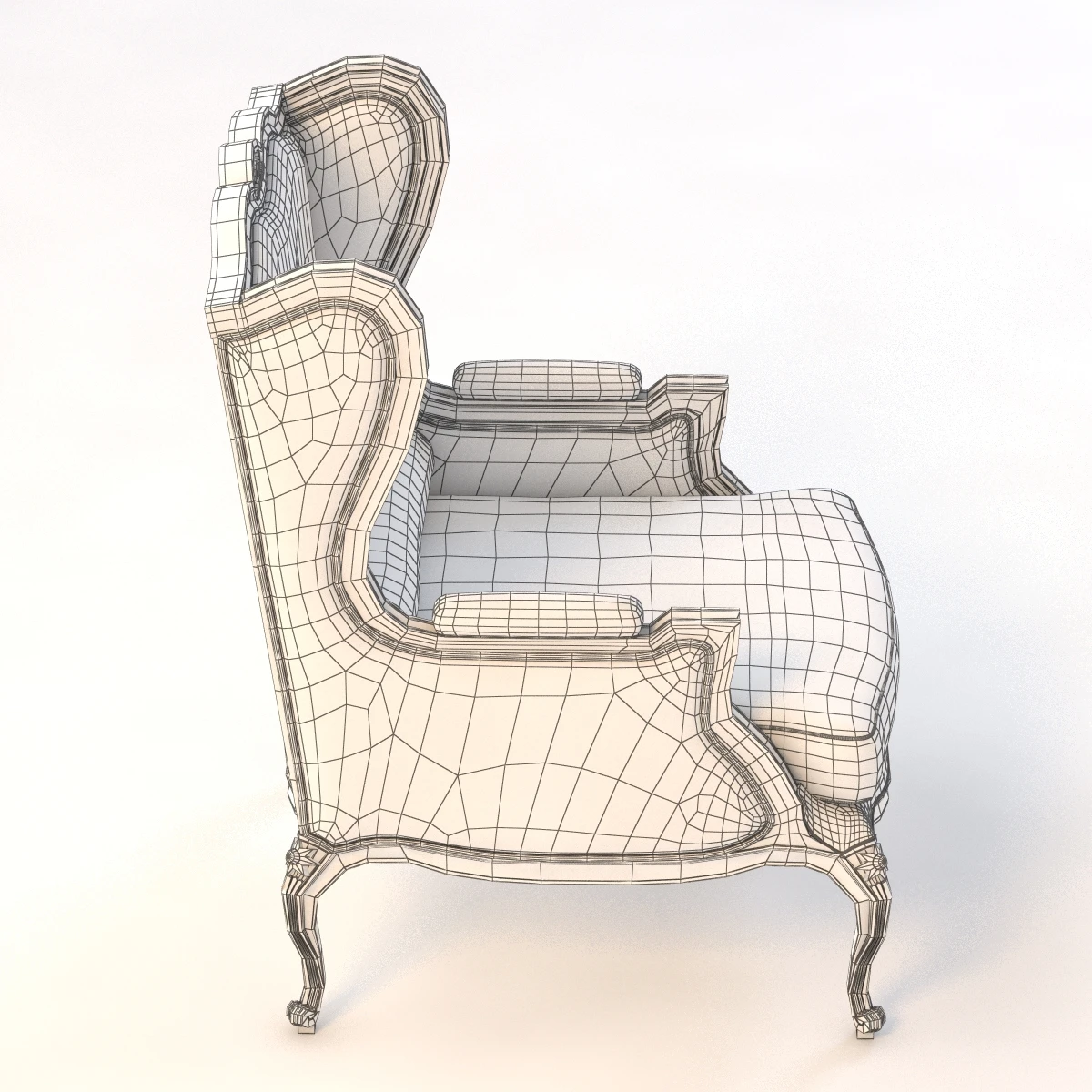 Louis Xv Style Gilded Wing Chair 3D Model_012