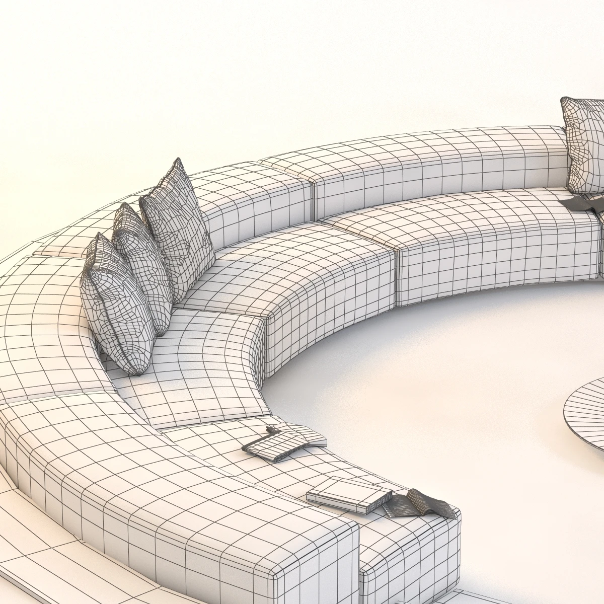 Circular Conversation Sofa With Firepit 3D Model_010