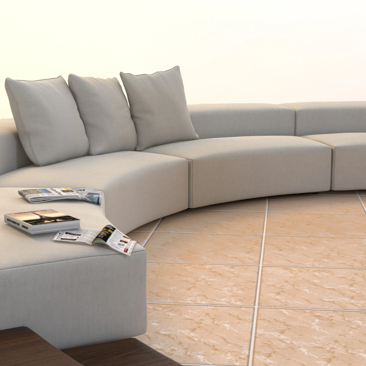 Circular Conversation Sofa With Firepit 3D Model_05