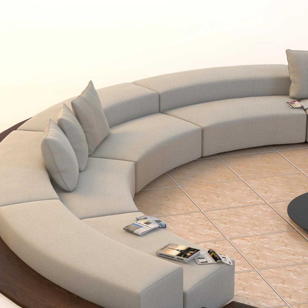 Circular Conversation Sofa With Firepit 3D Model_01