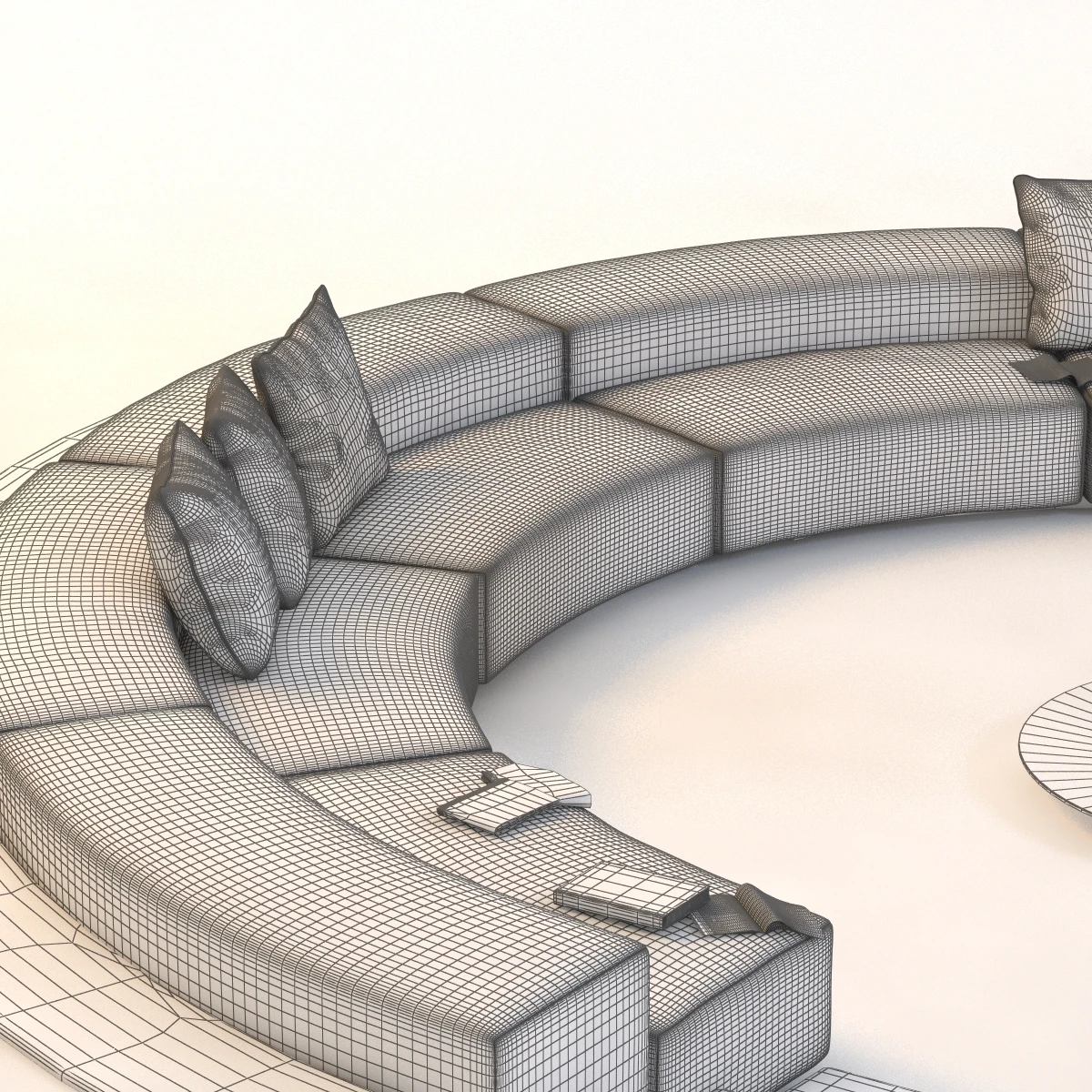 Circular Conversation Sofa With Firepit 3D Model_09
