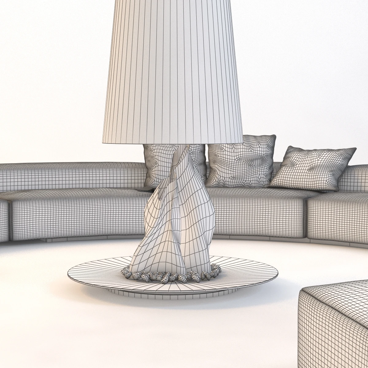 Circular Conversation Sofa With Firepit 3D Model_011