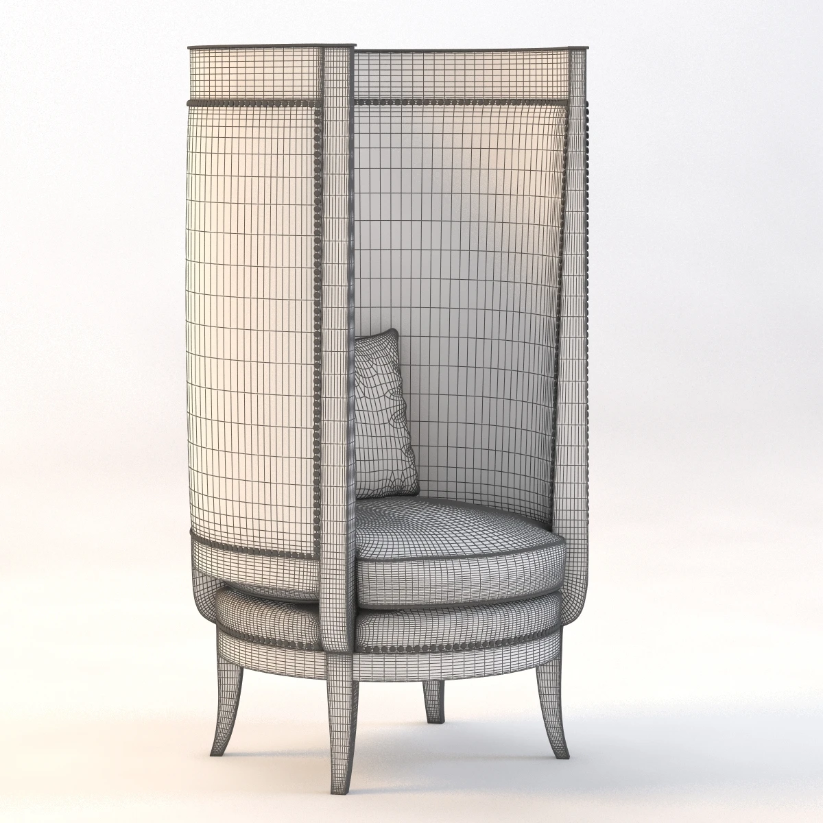 Wing Barrel Lounge Chair 3D Model_09