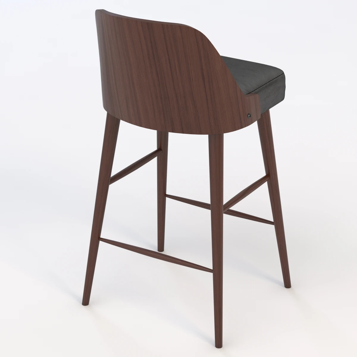 West Elm Bentwood Leather Barstool 3D Model_04