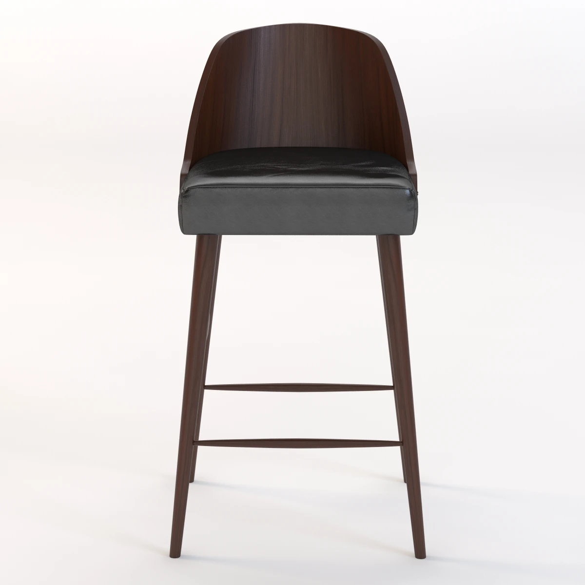 West Elm Bentwood Leather Barstool 3D Model_08