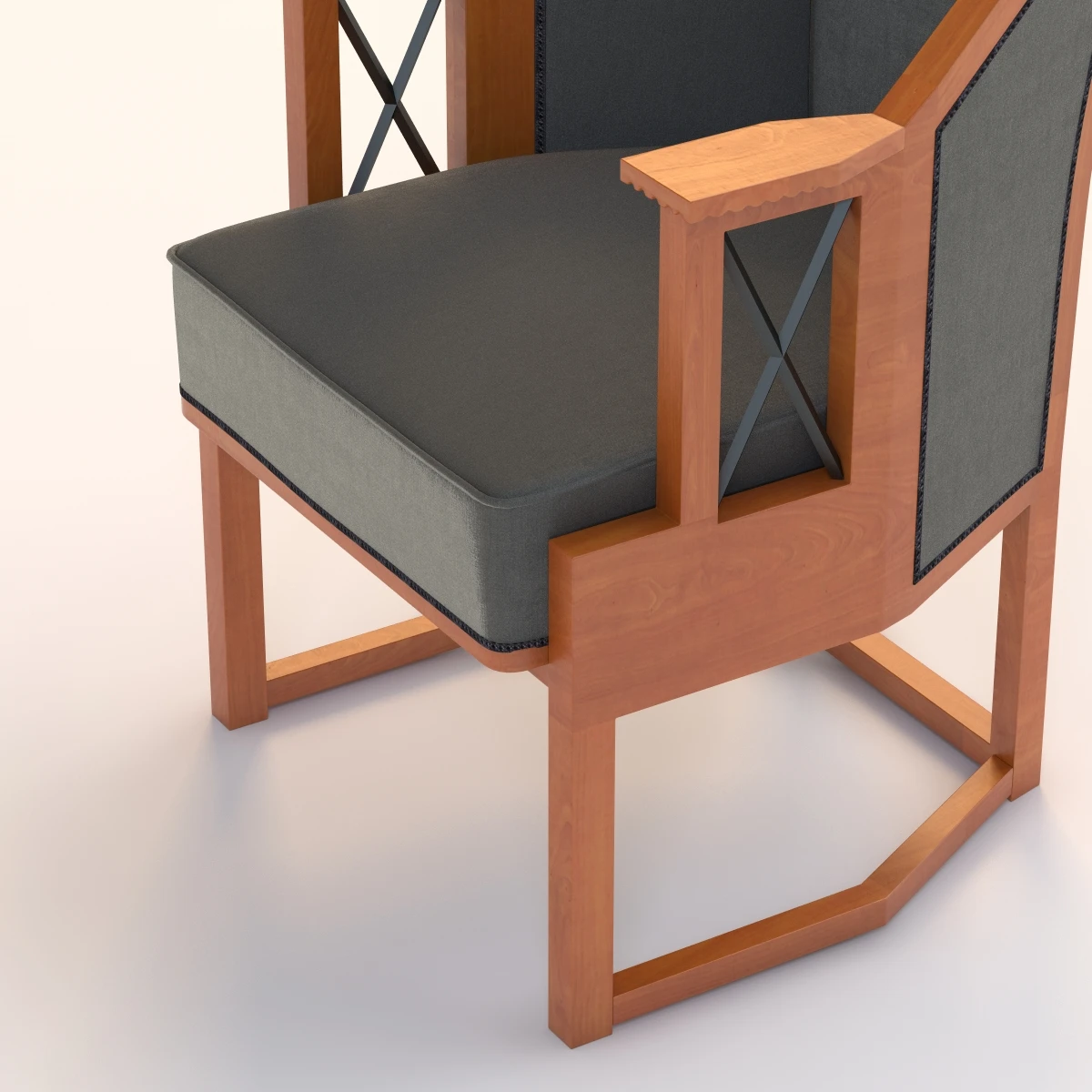 Vienna Secessionist Armchair 3D Model_06