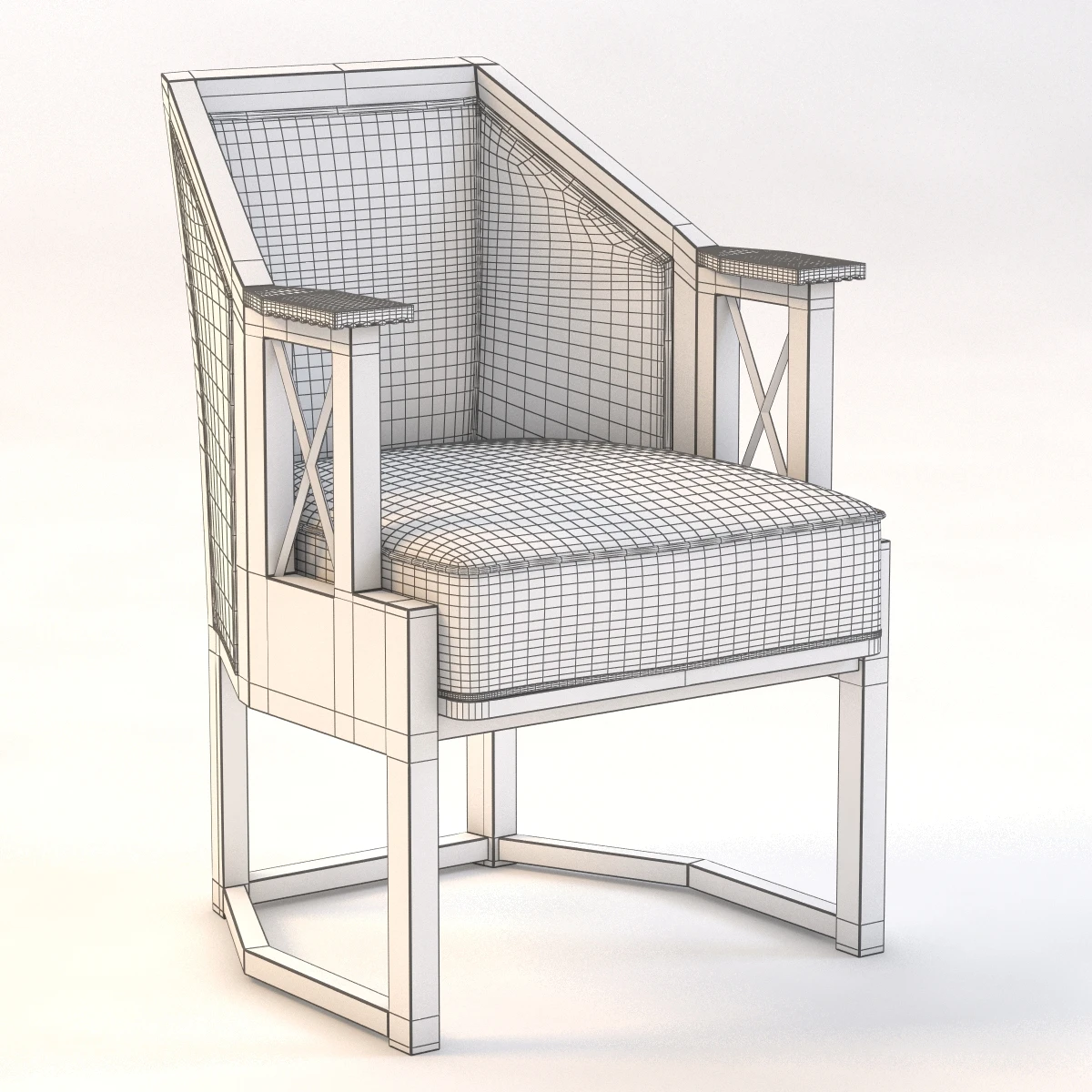 Vienna Secessionist Armchair 3D Model_09