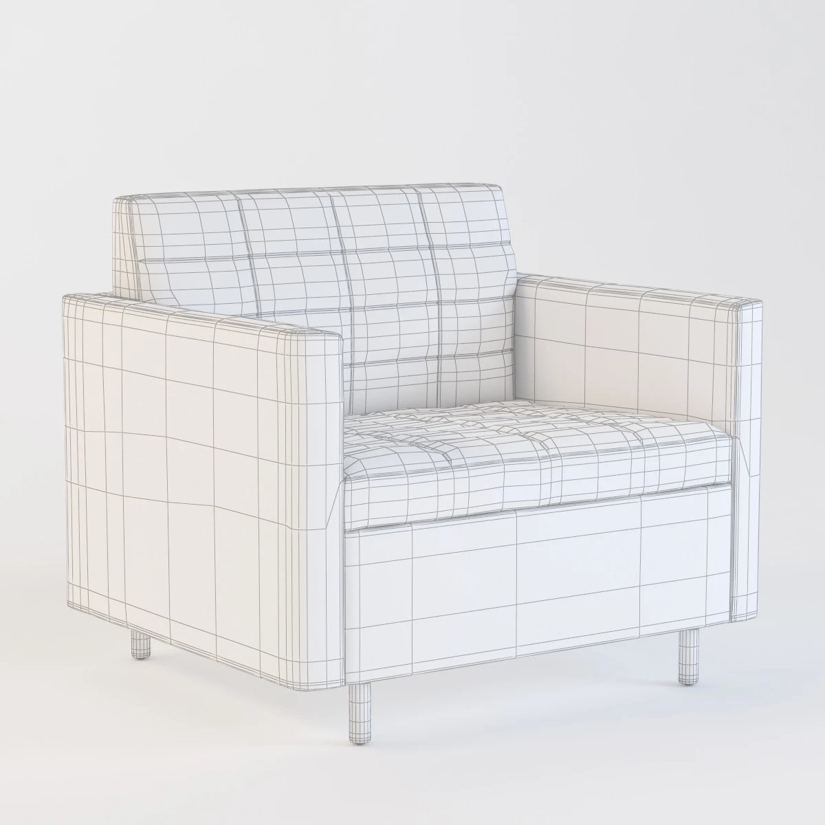 Ultra Detail Upholstered Tuxedo Classic Club Chair 3D Model_010