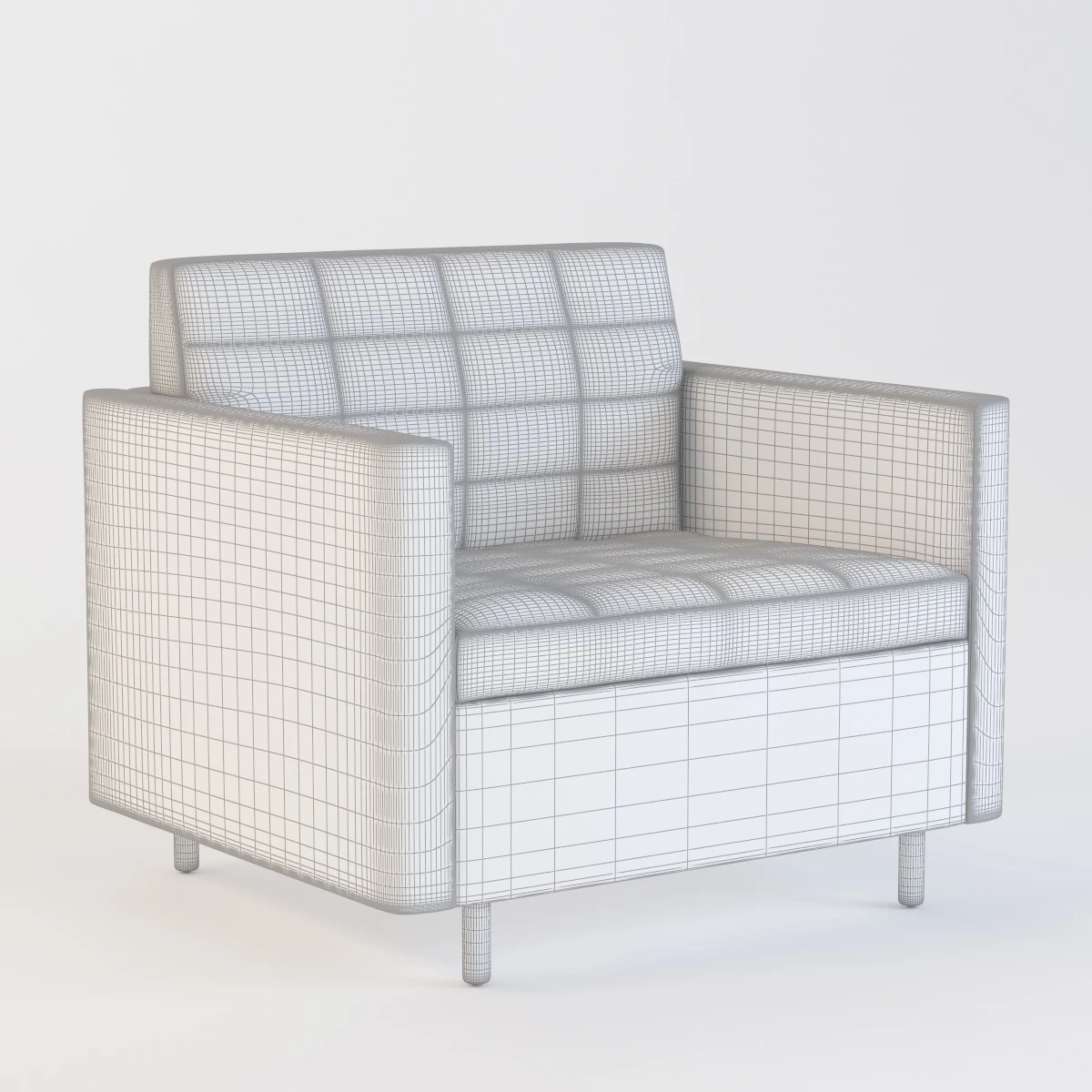 Ultra Detail Upholstered Tuxedo Classic Club Chair 3D Model_09