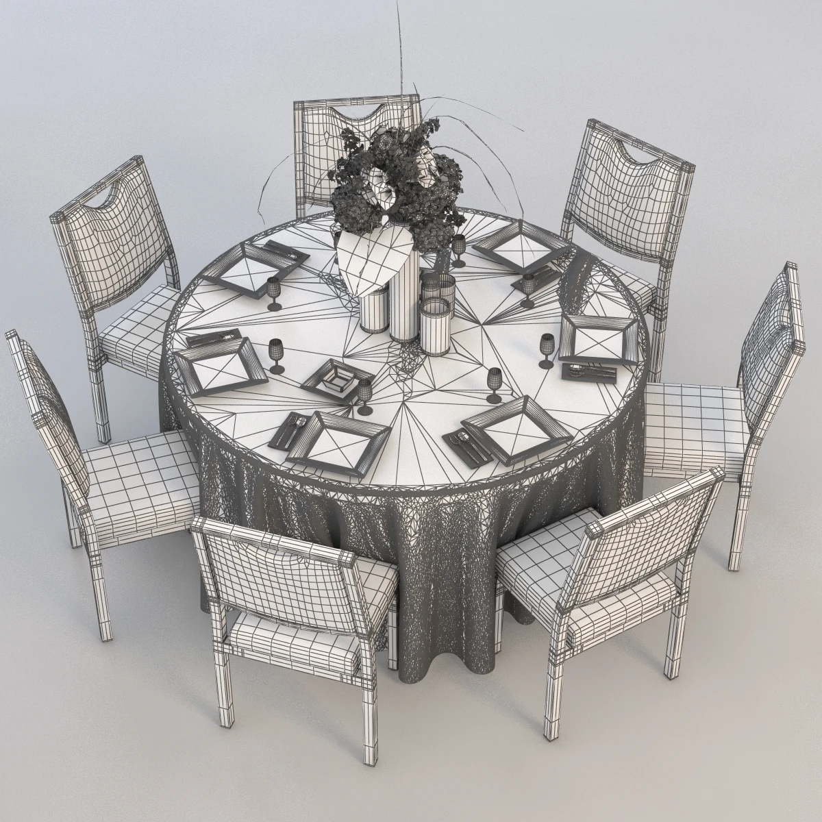 Photo Table And Chair Set 3D Model_06