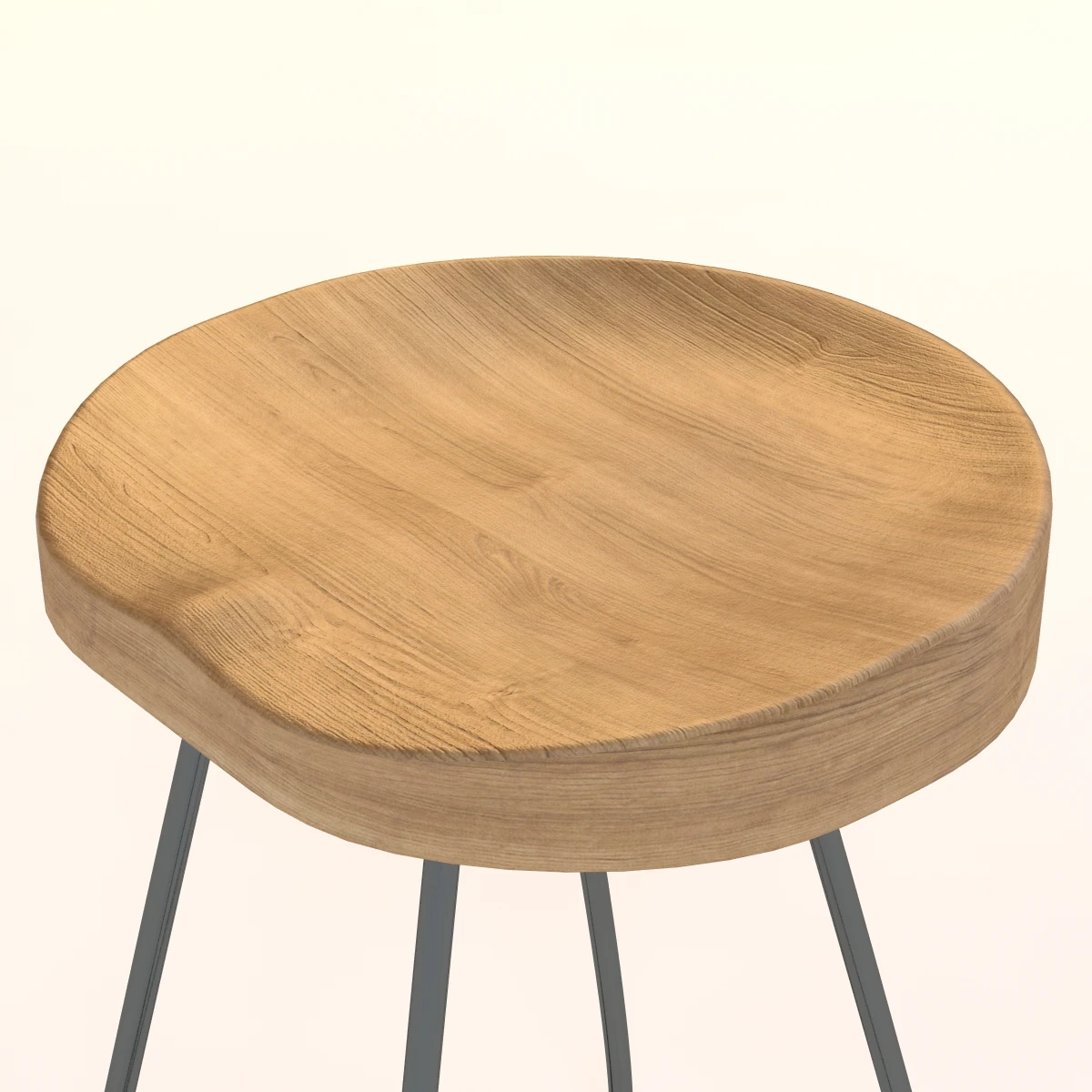 Oak Tractor Seat Stool 3D Model_05