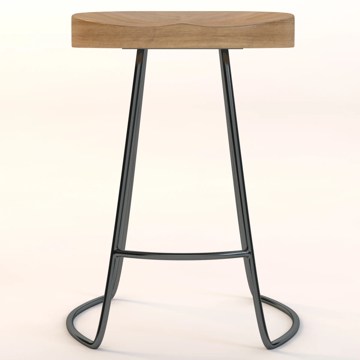 Oak Tractor Seat Stool 3D Model_08