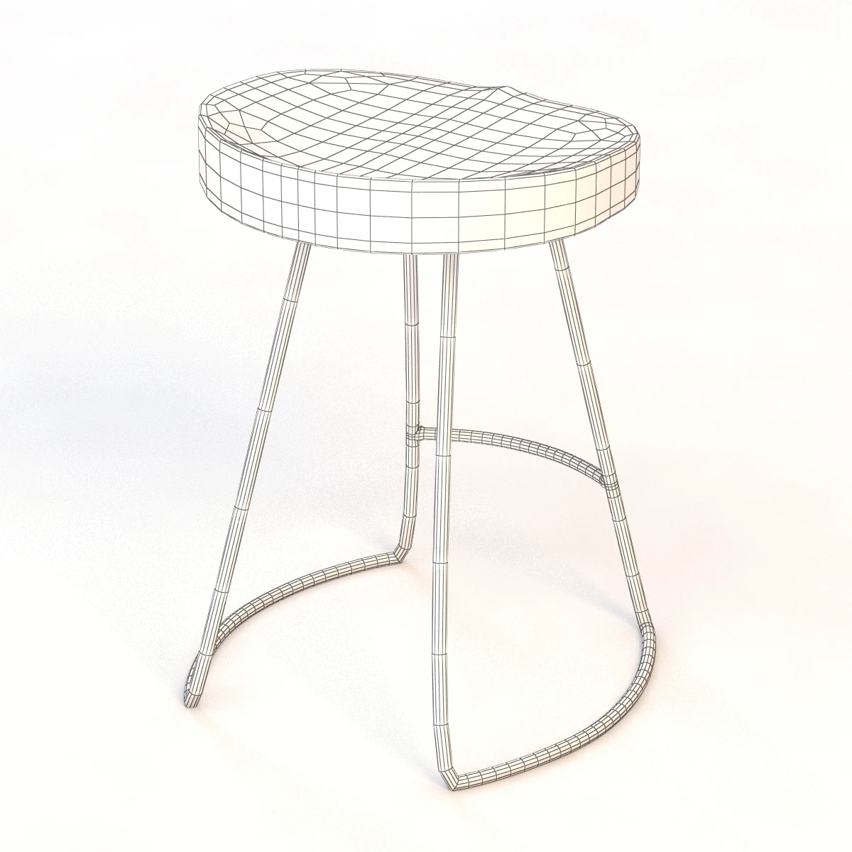 Oak Tractor Seat Stool 3D Model_012