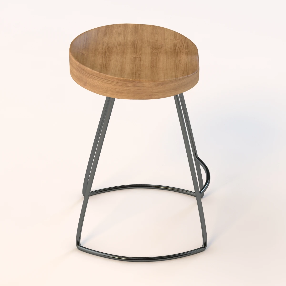 Oak Tractor Seat Stool 3D Model_03