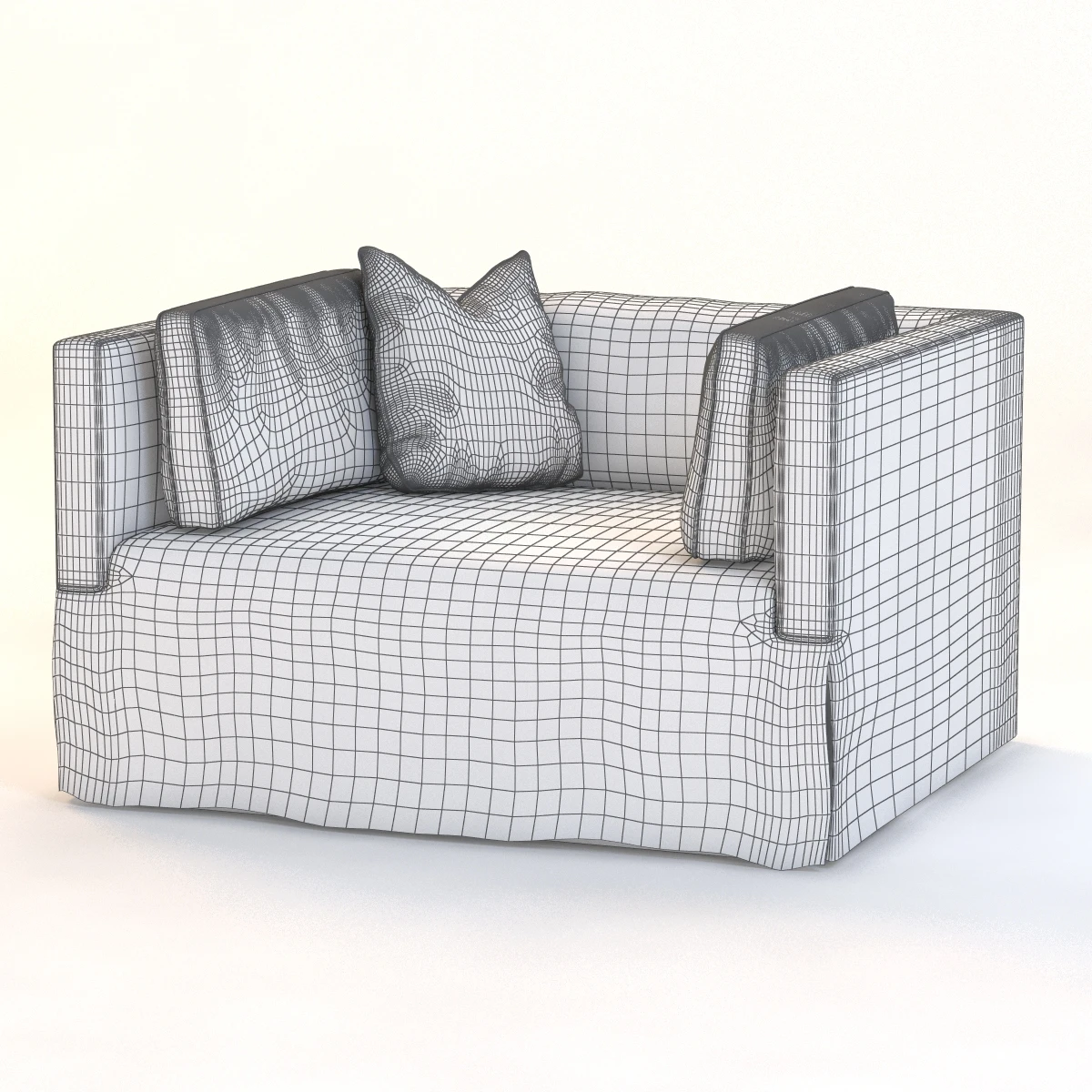Slipcovered Lounge Chair 3D Model_09
