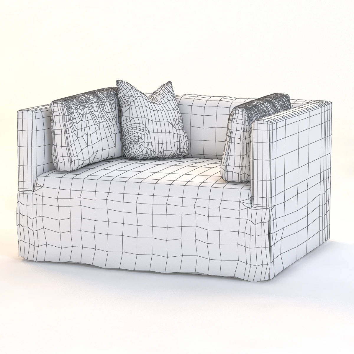 Slipcovered Lounge Chair 3D Model_010