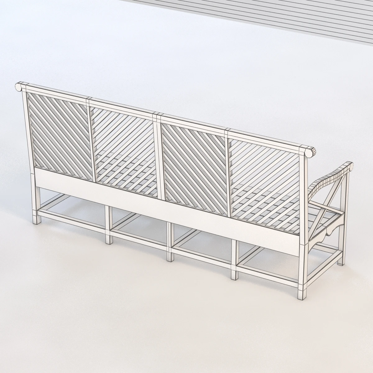 Outdoor Garden Bench Green 3D Model_010