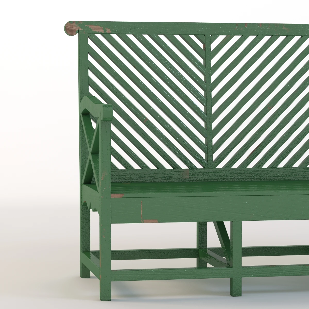 Outdoor Garden Bench Green 3D Model_06