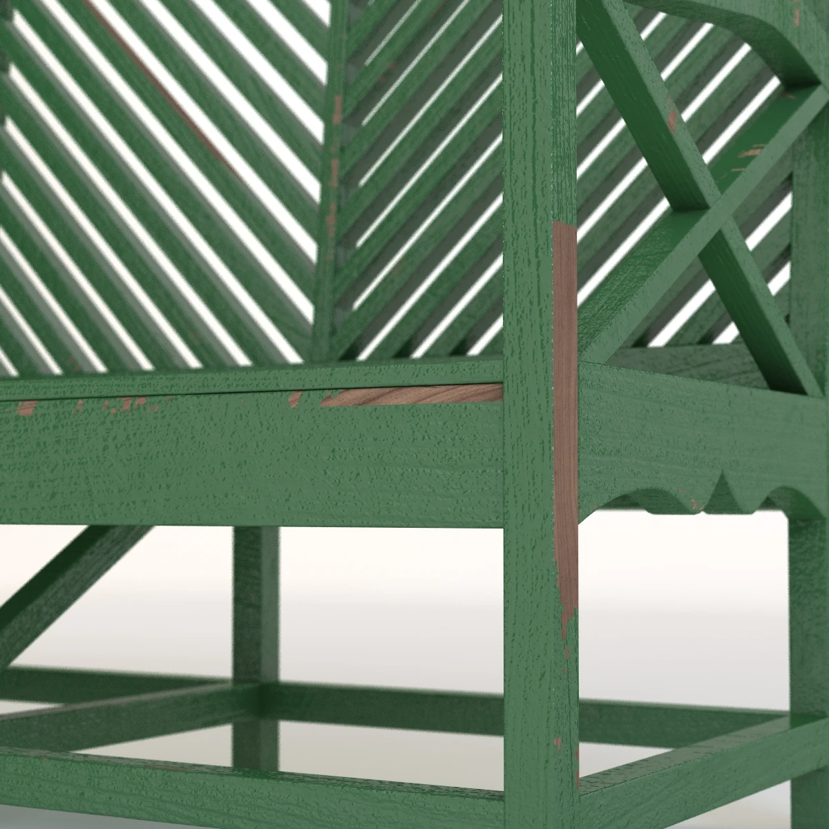 Outdoor Garden Bench Green 3D Model_05