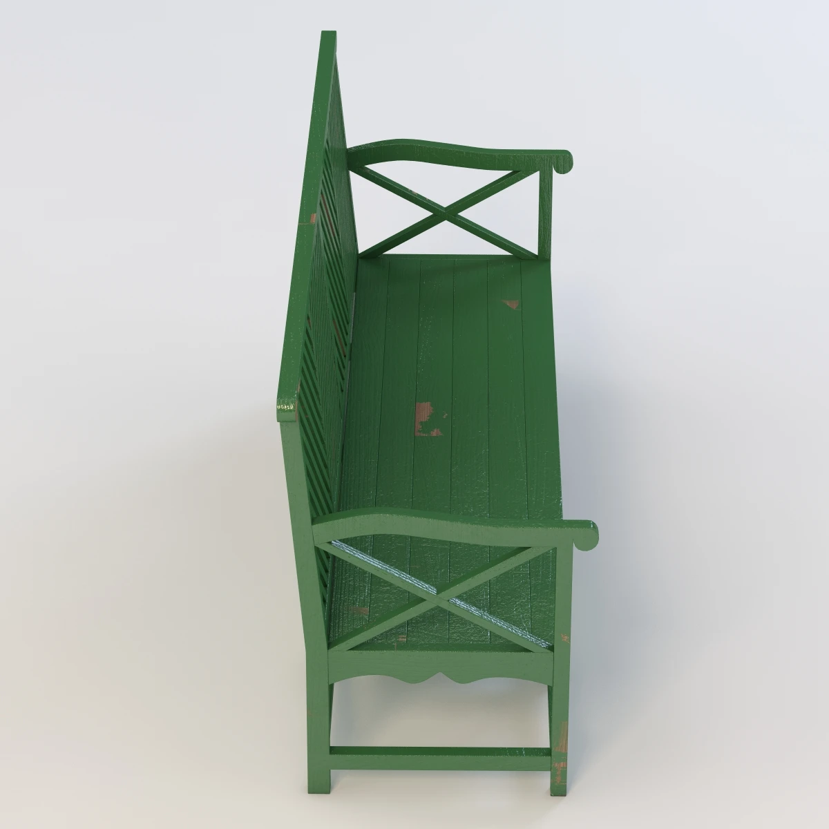 Outdoor Garden Bench Green 3D Model_03