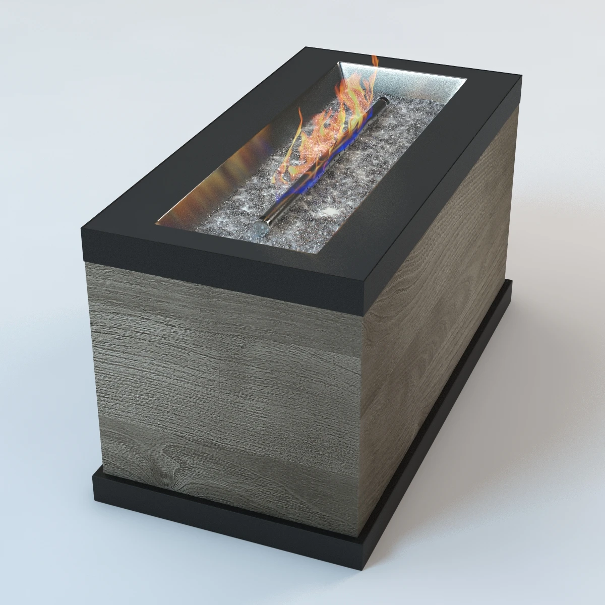 Rectangular Wood Look Gas Fire Pit 3D Model_03