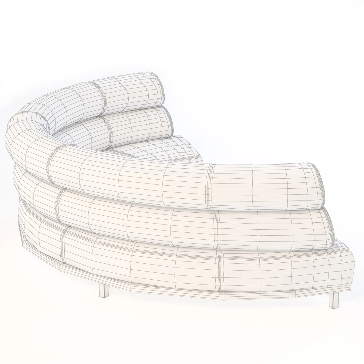 Round Booth Banquette Sofa 3D Model_012