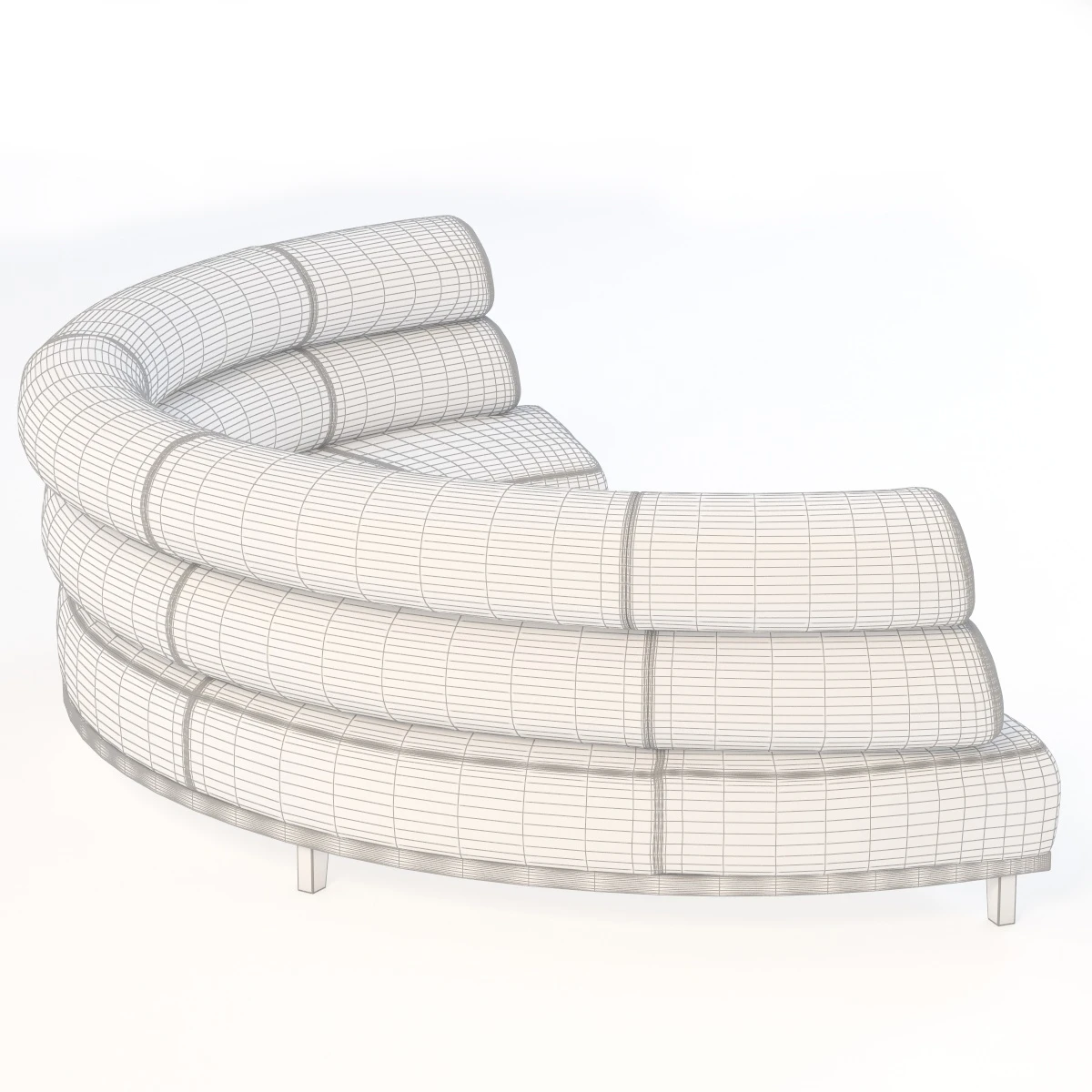 Round Booth Banquette Sofa 3D Model_011