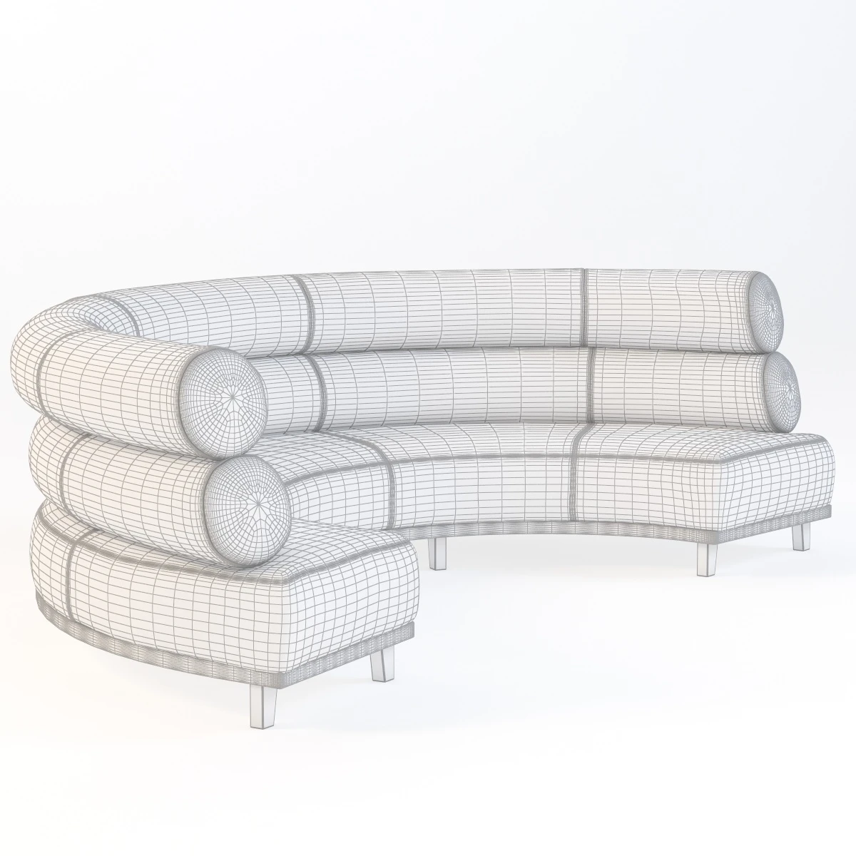 Round Booth Banquette Sofa 3D Model_09