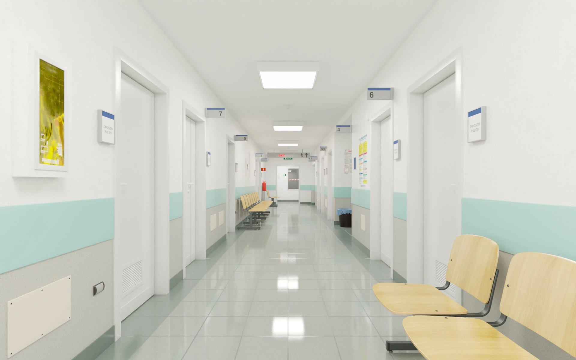 019 Hospital Hallway Corridor 3D Model_01