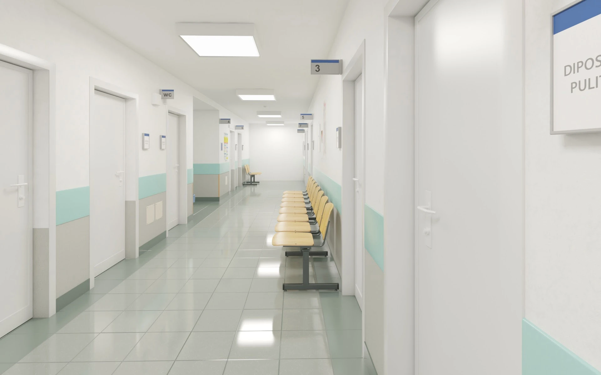 019 Hospital Hallway Corridor 3D Model_05