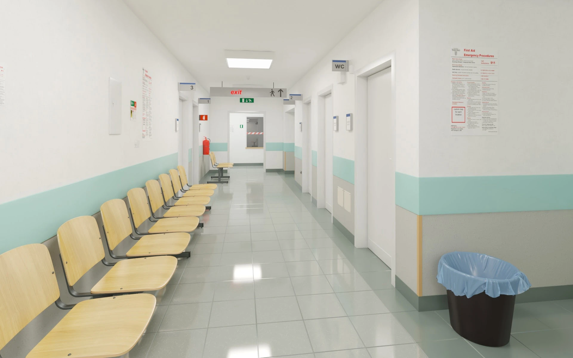 019 Hospital Hallway Corridor 3D Model_04