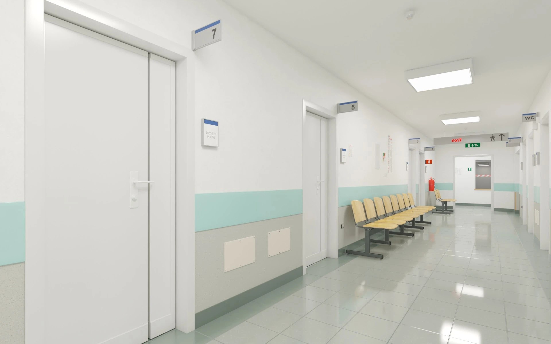 019 Hospital Hallway Corridor 3D Model_03