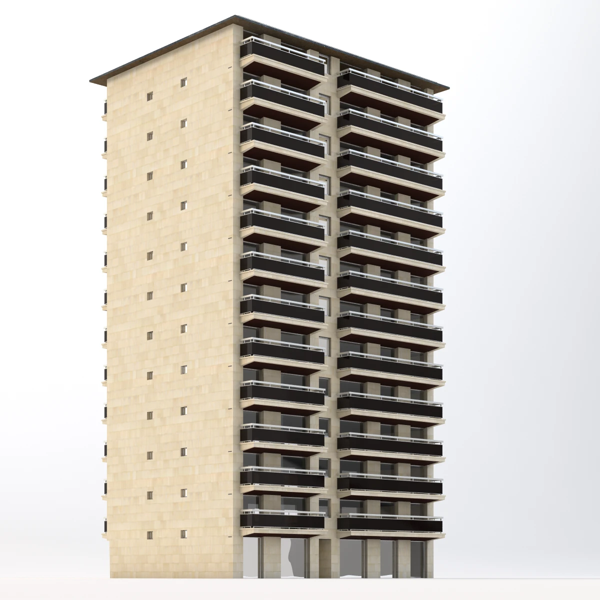 Apartment Building In Paris 3D Model_01
