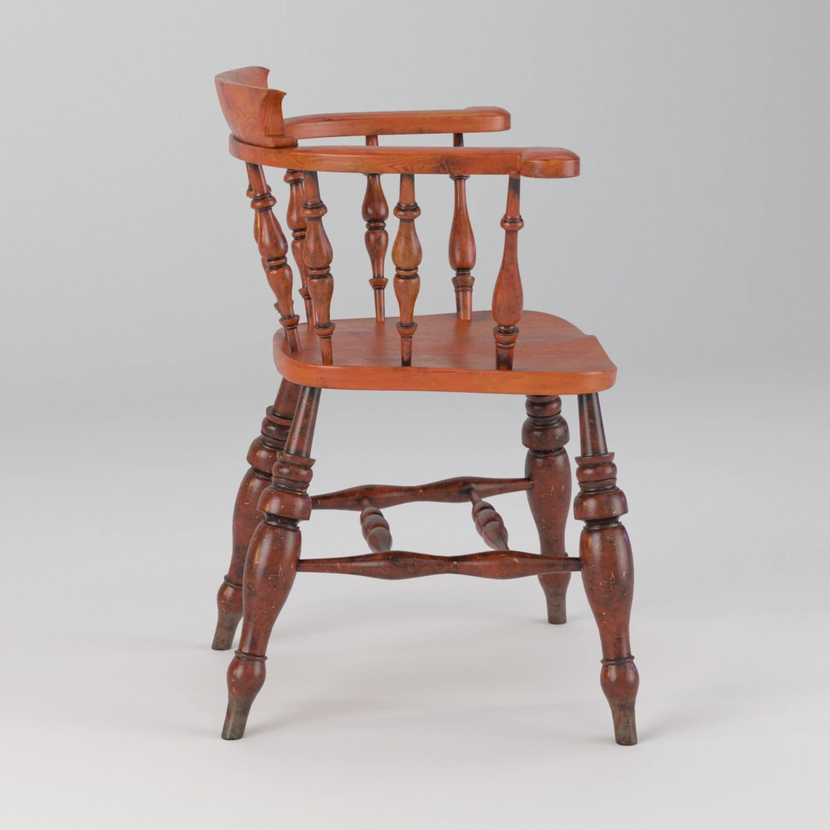 Antique Set of Five English Elmwood Windsor Chair 3D Model_03